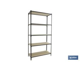 ESTANTERÍA ANTRACITA 5 BALDAS DE MADERA 1800 X 900 X 400 MM
