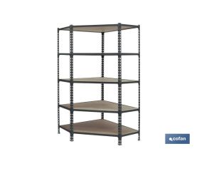 ESTANTERÍA ANTRACITA RINCONERA 5 BALDAS DE MADERA 1800 X 900 X 400 MM