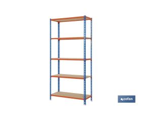 ESTANTERÍA AZUL/NARANJA 5 BALDAS DE MADERA 2000 X 1000 X 500 MM