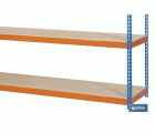 ESTANTERÍA MEDIA CARGA AZUL/NARANJA 4 BALDAS DE MADERA 2000 X 1500 X 600 MM