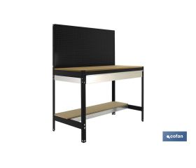 BANCO DE TRABAJO CON CAJÓN Y PANEL ANTRACITA MADERA L-1210 MM