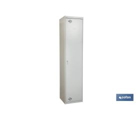Armario escobero | Accesorio multiusos con 1 puerta y 4 estantes | Material: acero | Medidas: 180 x 40 x 40 cm