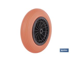 Rueda para carretilla de obra con rodamiento | Fabricada con llanta de ABS impinchable | Para pesos de hasta 120 kg
