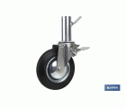 Rueda giratoria de andamio hembra con freno | Medidas 200 x 50 mm | Tubo hembra de Ø 50 mm