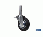 Rueda giratoria de andamio macho con freno | Medidas 200 x 46 mm | Tubo macho de Ø 46mm
