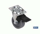 Rueda de polipropileno con placa de 42 mm y freno | Diámetros desde 25mm hasta 50 mm | Para pesos desde 30 kg hasta 50 kg