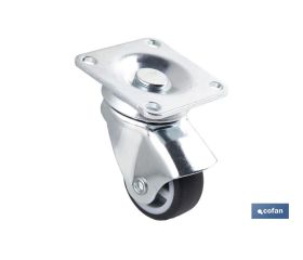 Rueda de goma gris con placa giratoria | Diámetros desde 30 mm hasta 40 mm | Para pesos desde 25 kg hasta 32 kg