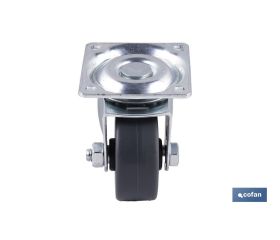 RUEDA GOMA/GRIS PLACA Ø40X18MM