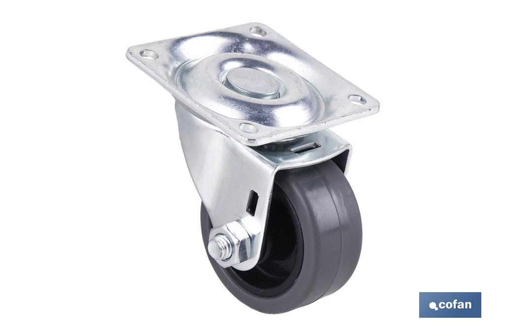 RUEDA GOMA/GRIS PLACA Ø40X18MM