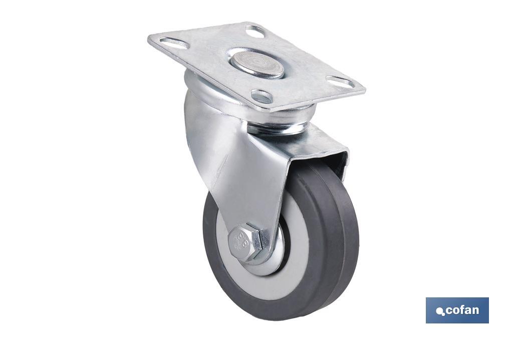 RUEDA GOMA/GRIS PLACA Ø50X18MM