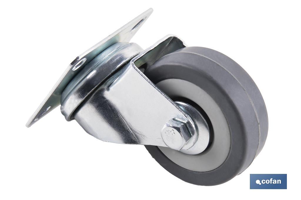 RUEDA GOMA/GRIS PLACA Ø50X18MM