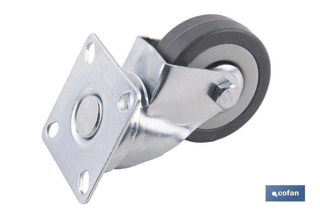 RUEDA GOMA/GRIS PLACA Ø50X18MM