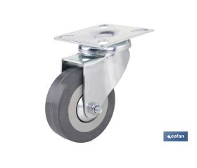 RUEDA GOMA/GRIS PLACA Ø65X21MM