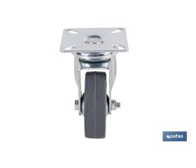 RUEDA GOMA/GRIS PLACA Ø65X21MM