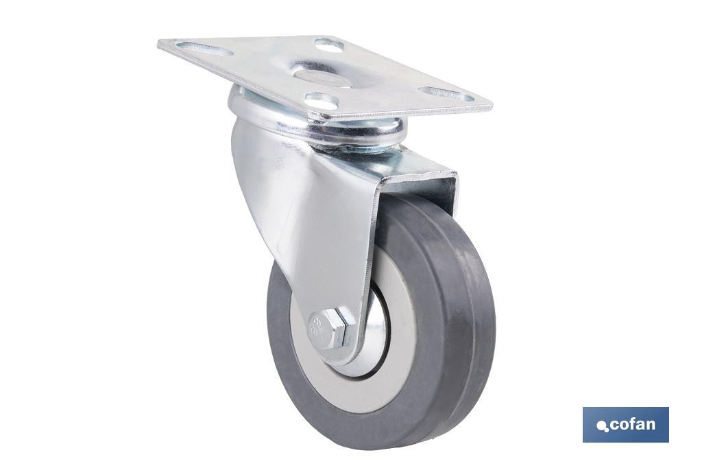 RUEDA GOMA/GRIS PLACA Ø65X21MM