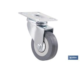 RUEDA GOMA/GRIS PLACA Ø65X21MM