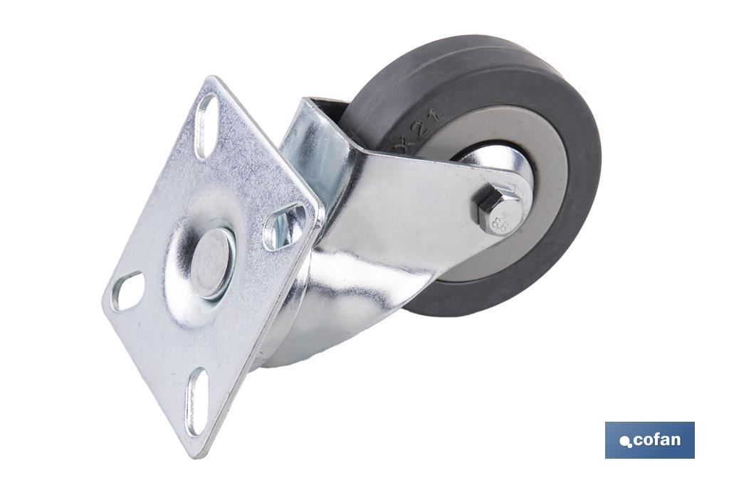 RUEDA GOMA/GRIS PLACA Ø65X21MM