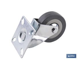 RUEDA GOMA/GRIS PLACA Ø65X21MM