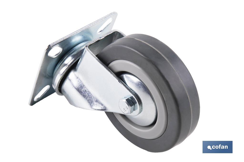 RUEDA GOMA/GRIS PLACA Ø65X21MM