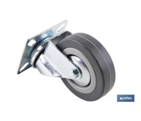 RUEDA GOMA/GRIS PLACA Ø65X21MM