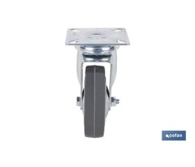 RUEDA GOMA/GRIS PLACA Ø75X22MM