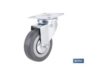 RUEDA GOMA/GRIS PLACA Ø75X22MM