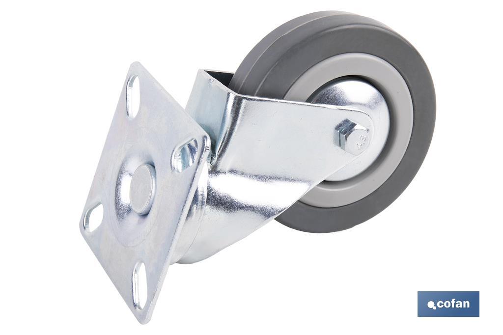 RUEDA GOMA/GRIS PLACA Ø75X22MM