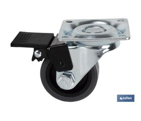 RUEDA GOMA/GRIS PLACA/FRENO Ø40X18MM