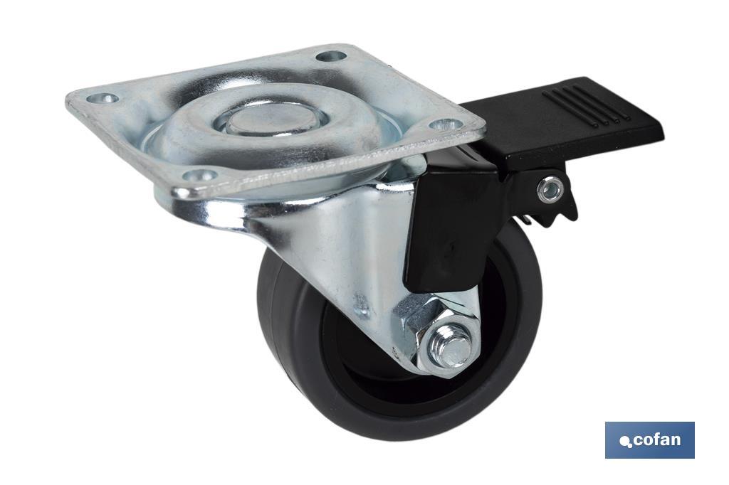 RUEDA GOMA/GRIS PLACA/FRENO Ø40X18MM