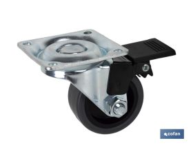 RUEDA GOMA/GRIS PLACA/FRENO Ø40X18MM