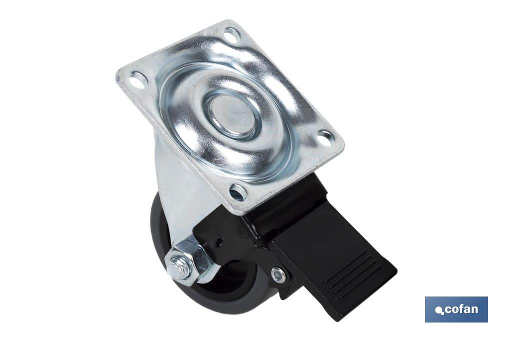 RUEDA GOMA/GRIS PLACA/FRENO Ø40X18MM