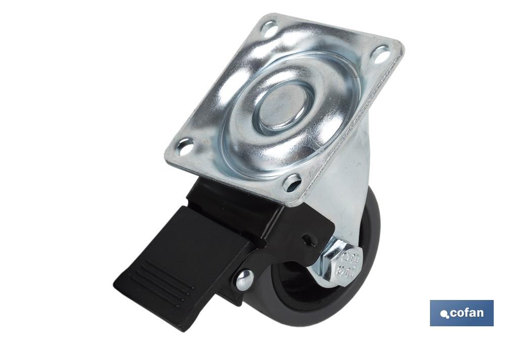 RUEDA GOMA/GRIS PLACA/FRENO Ø40X18MM