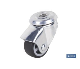 Rueda de goma gris para tornillo pasante | Diámetros desde 30 mm hasta 75 mm | Para pesos desde 25 kg hasta 45 kg