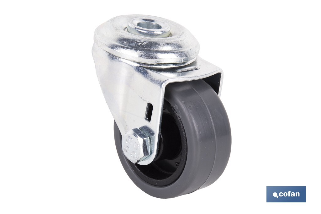 RUEDA GOMA/GRIS PASANTE Ø40X18MM