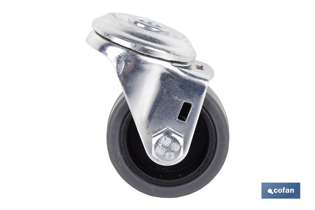 RUEDA GOMA/GRIS PASANTE Ø40X18MM