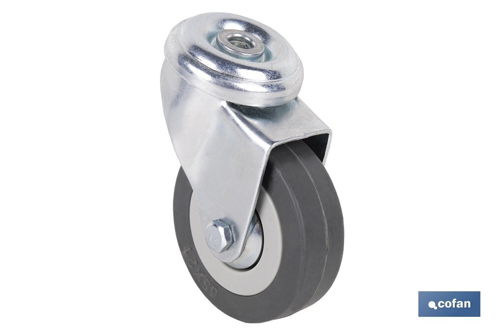 RUEDA GOMA/GRIS PASANTE Ø60X22MM