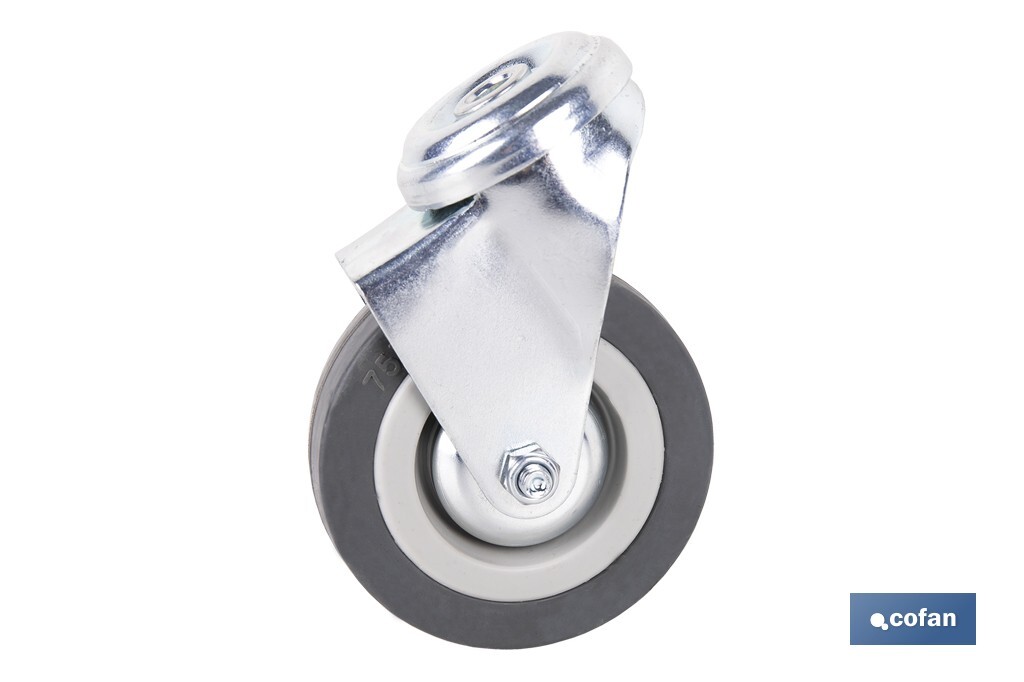 RUEDA GOMA/GRIS PASANTE Ø75X22MM