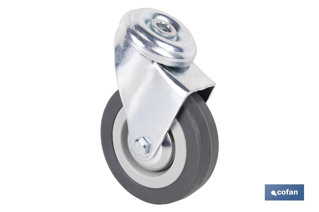 RUEDA GOMA/GRIS PASANTE Ø75X22MM