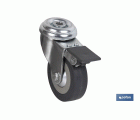 Rueda de goma gris para tornillo pasante y con freno | Diámetros desde 30mm hasta 75 mm | Para pesos desde 25 kg hasta 45 kg