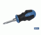 Destornillador corto reversible Phillips PH-2 y Plano | Medida de longitud de 38 y 100 mm | Varilla de Ø 6mm