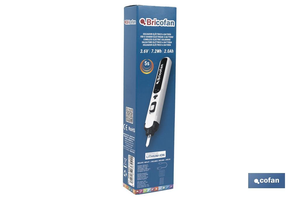 SOLDADOR ELÉCTRICO A BATERÍA 3,6V 2Ah