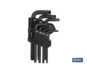 Juego de llaves Torx | 6 piezas | Contiene T-10, T-15, T-20, T-25, T-27, T-30.
