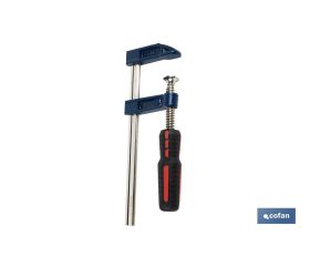 Sargento de sujeción | Tipo F | Medida del ancho interior desde 50 hasta 120 mm | Apertura desde 150 hasta 400 mm