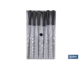 Juego de 6 unidades limas de aguja en bolsa |  Medidas en 140 mm  |  Pack de 6 y 12 Unidades