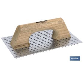 Llana rascador de monocapa | Medidas: 250 x 150 mm | Fabricada en acero inoxidable | Mango de madera