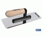 LLANA ACERO INOX PULIDO ANTI QUEMADURAS MANGO MADERA 240X100X0,6