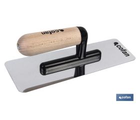 LLANA ACERO INOX PULIDO ANTI QUEMADURAS MANGO MADERA 240X100X0,6