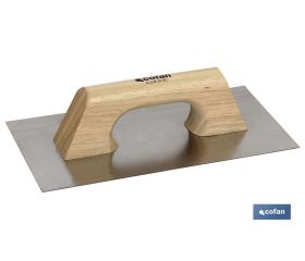 Llana lisa sin tornillos en acero Inoxidable | Mango de madera | Medidas 300 X 150 X0,6