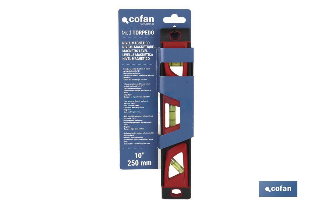NIVEL MAGNETICO ALUM. MODELO TORPEDO 250mm