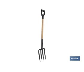 Horca para cavar de acero endurecido | 4 dientes | Ideal para jardinería y agricultura | Medidas: 23 x 105 cm